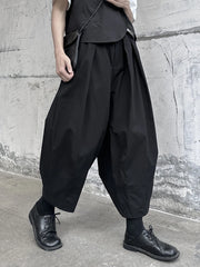 Luxury Designer Avant Garde Black Cotton Tapered Cropped Trousers Casual Streetwear