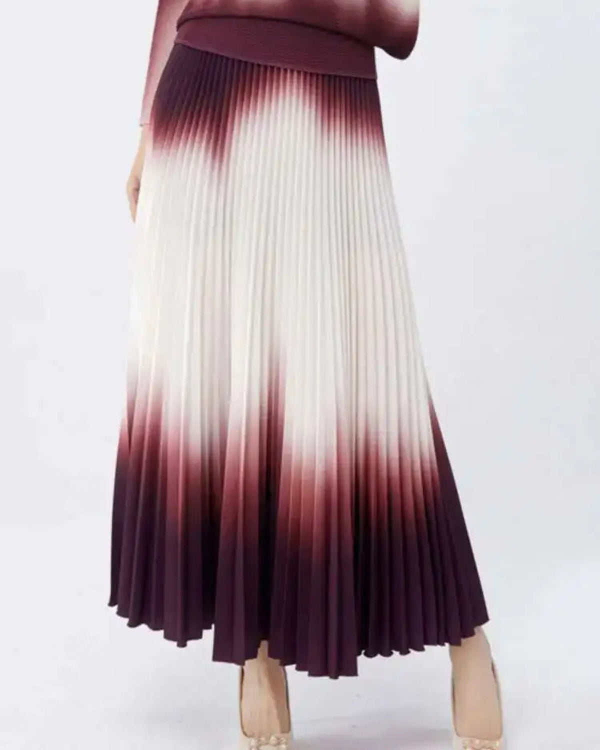 Luxury Designer Travel Cruise Ship Wear Vacation Petite Ombre Plissé Pleated Skirt