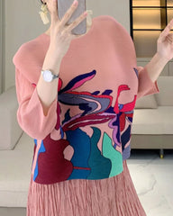 Luxury Exclusive No-Iron Travel Printed Plissé Top Cruise