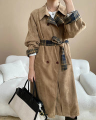 Luxury Faux Suede Reversible Longline Trench Coat | Double-Breasted Closure | Belted Waist