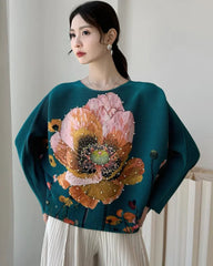 Luxury Floral Pleated Top