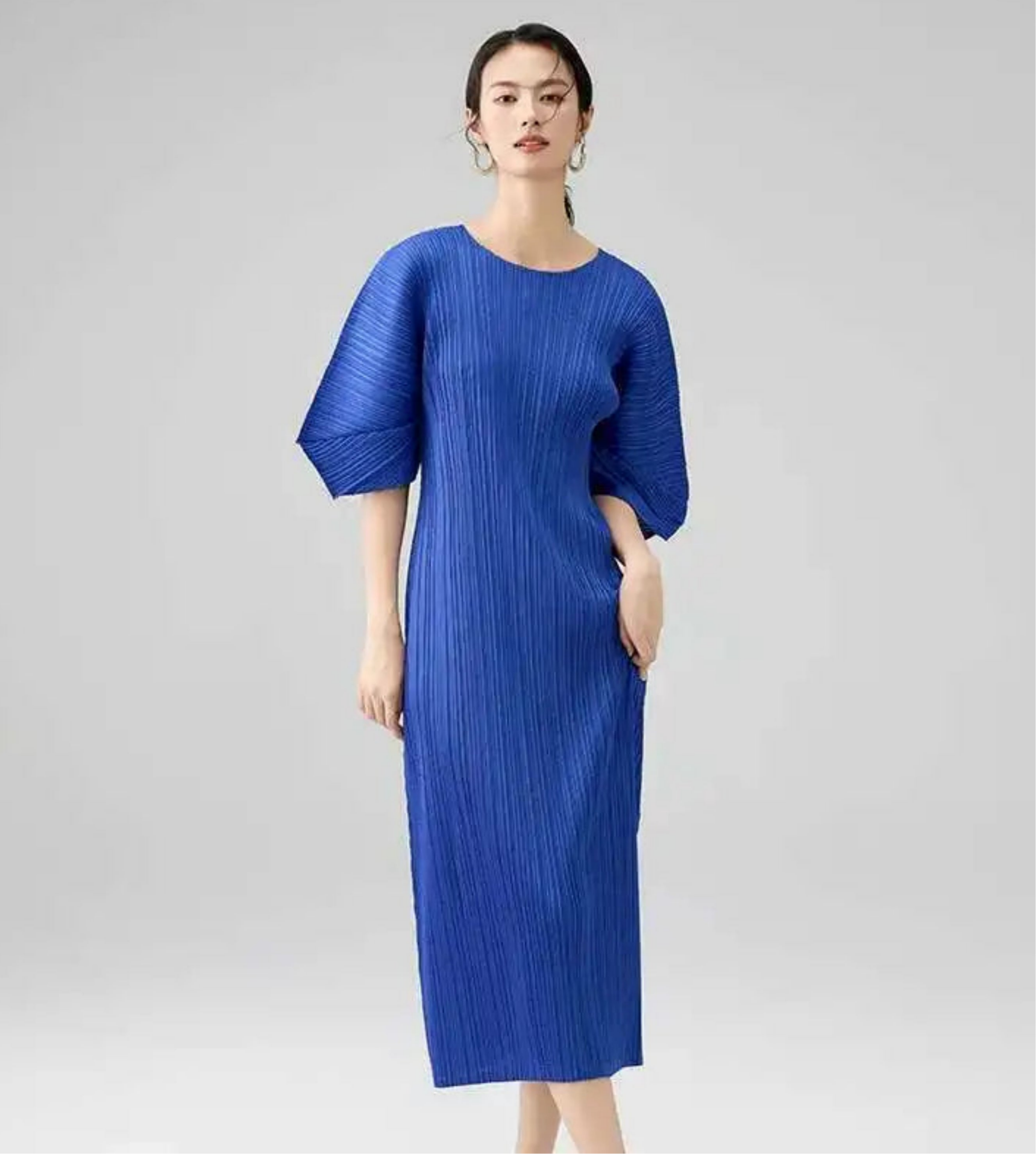 Luxury Formal Cruise Easy-Pack Dress - Japanese Pleats Plissé Midi