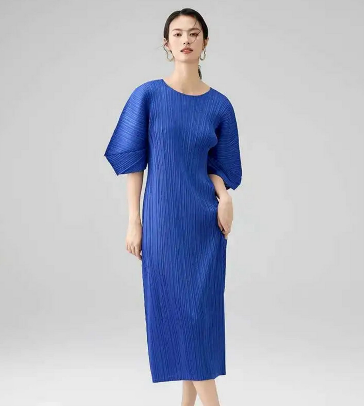 Luxury Formal Cruise Easy-Pack Dress - Japanese Pleats Plissé Midi