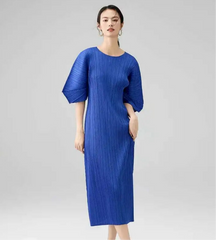 Luxury Formal Cruise Easy-Pack Dress - Japanese Pleats Plissé Midi
