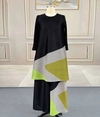 Luxury Formal Cruise Resort Wear Japanese Pleats Plissé Two-Piece Set