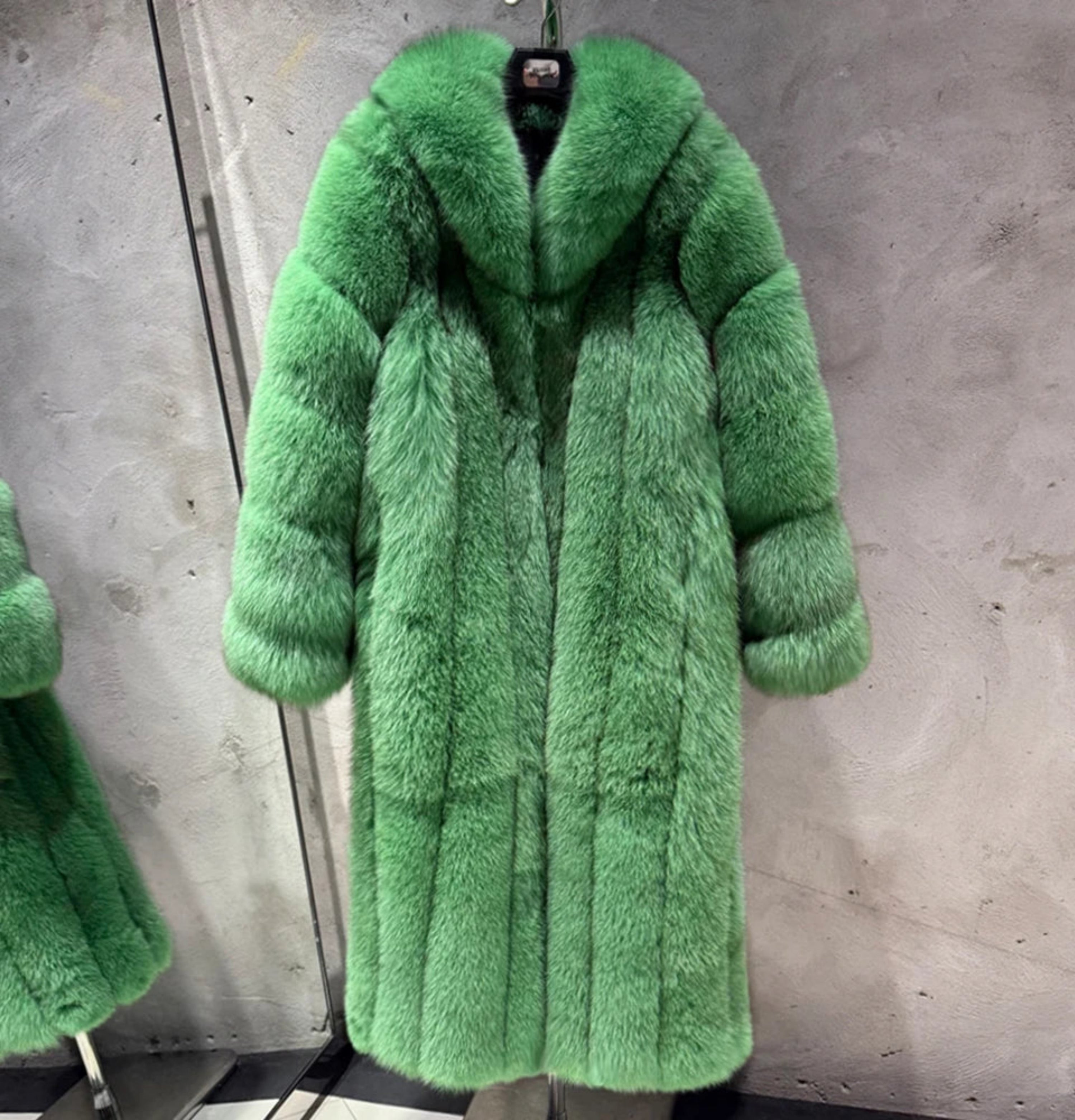 Luxury Full-Length Genuine Fox Fur Coat