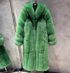 Luxury Full-Length Genuine Fox Fur Coat