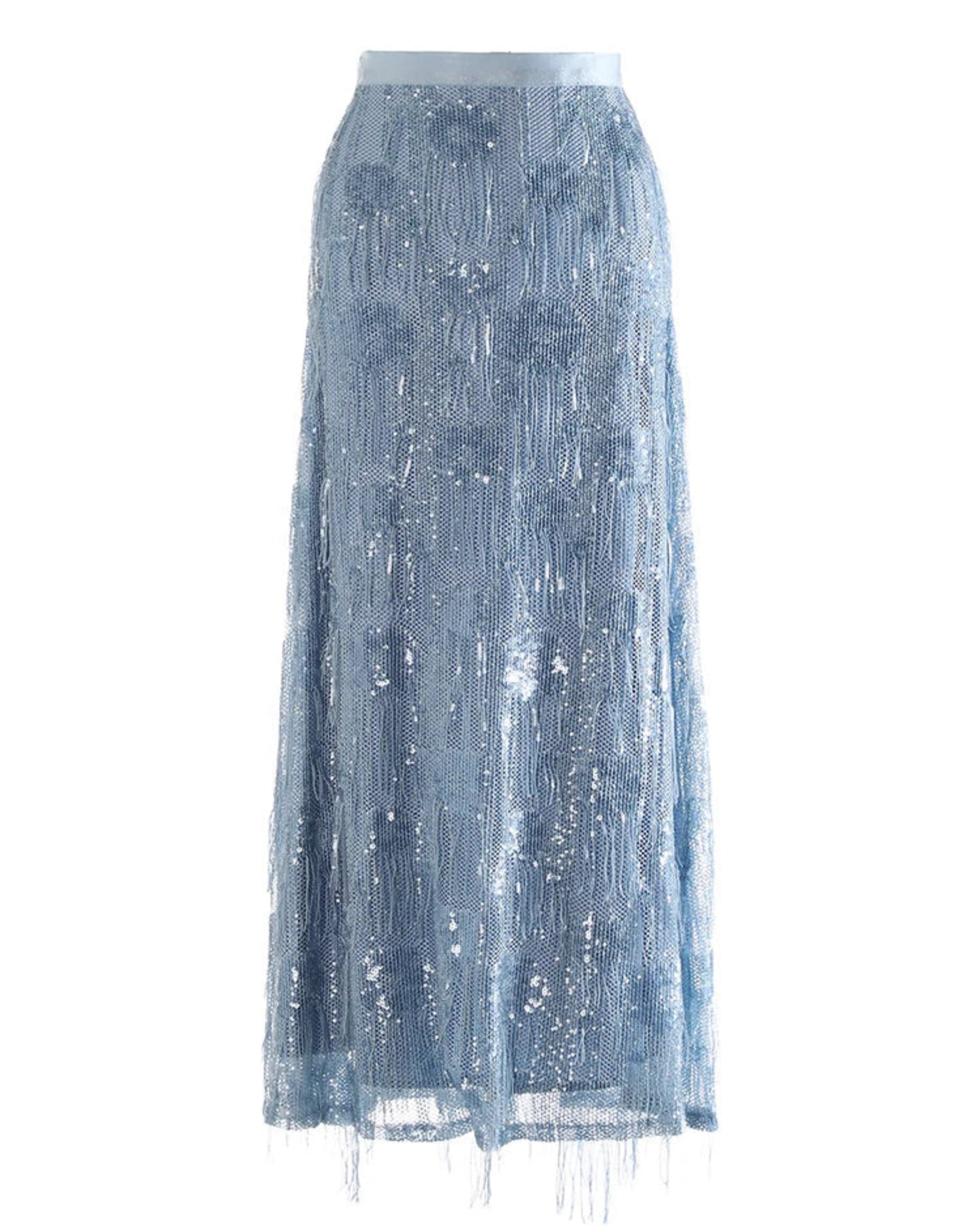 Luxury Glitter Sequin Fringe Maxi Formal Skirt