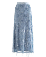 Luxury Glitter Sequin Fringe Maxi Formal Skirt