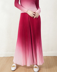 Luxury High-Waisted Plissé Wide-Leg Pants Formal Wear