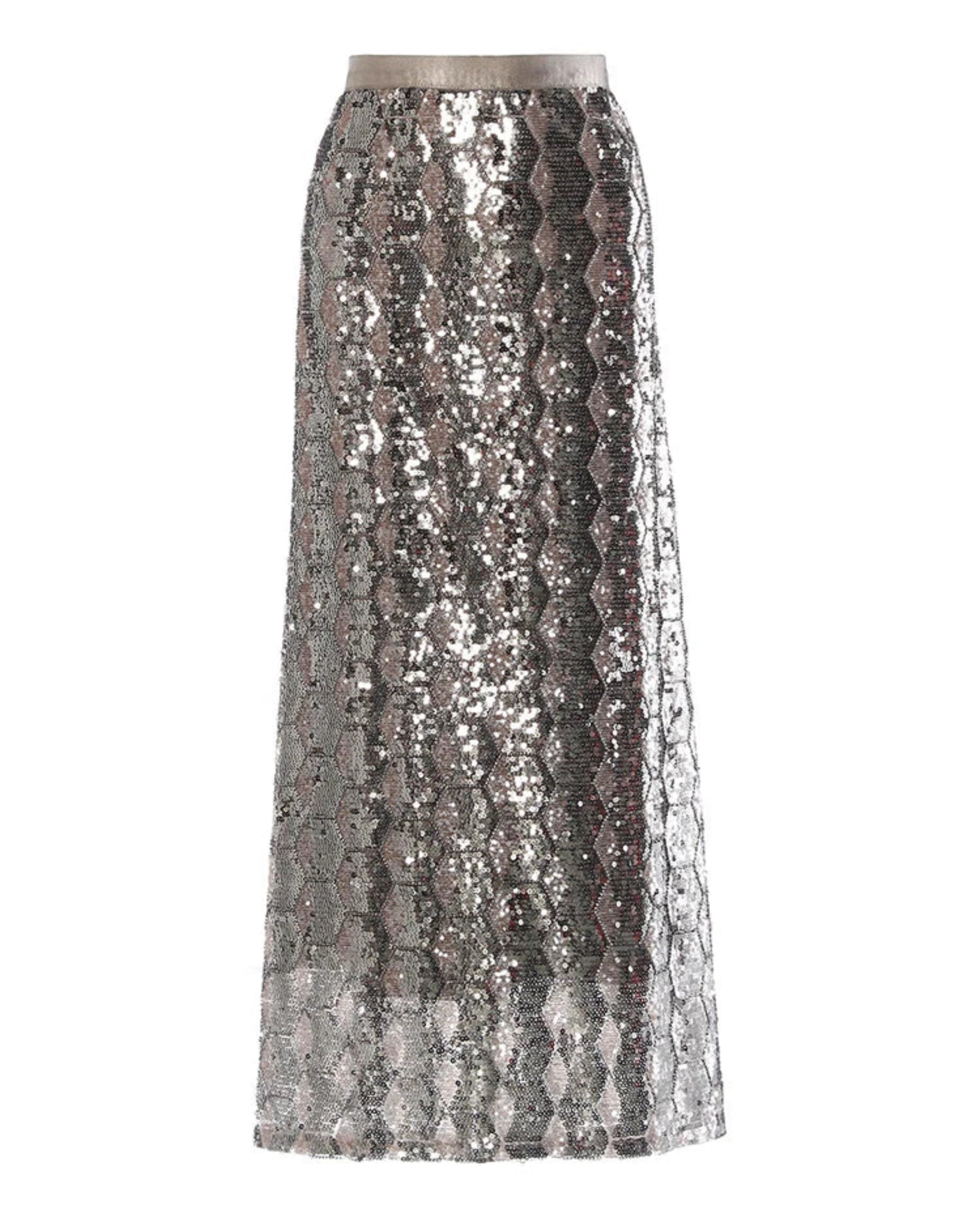 Luxury Honeycomb Sequin Maxi Skirt – Designer Formal Evening Wear