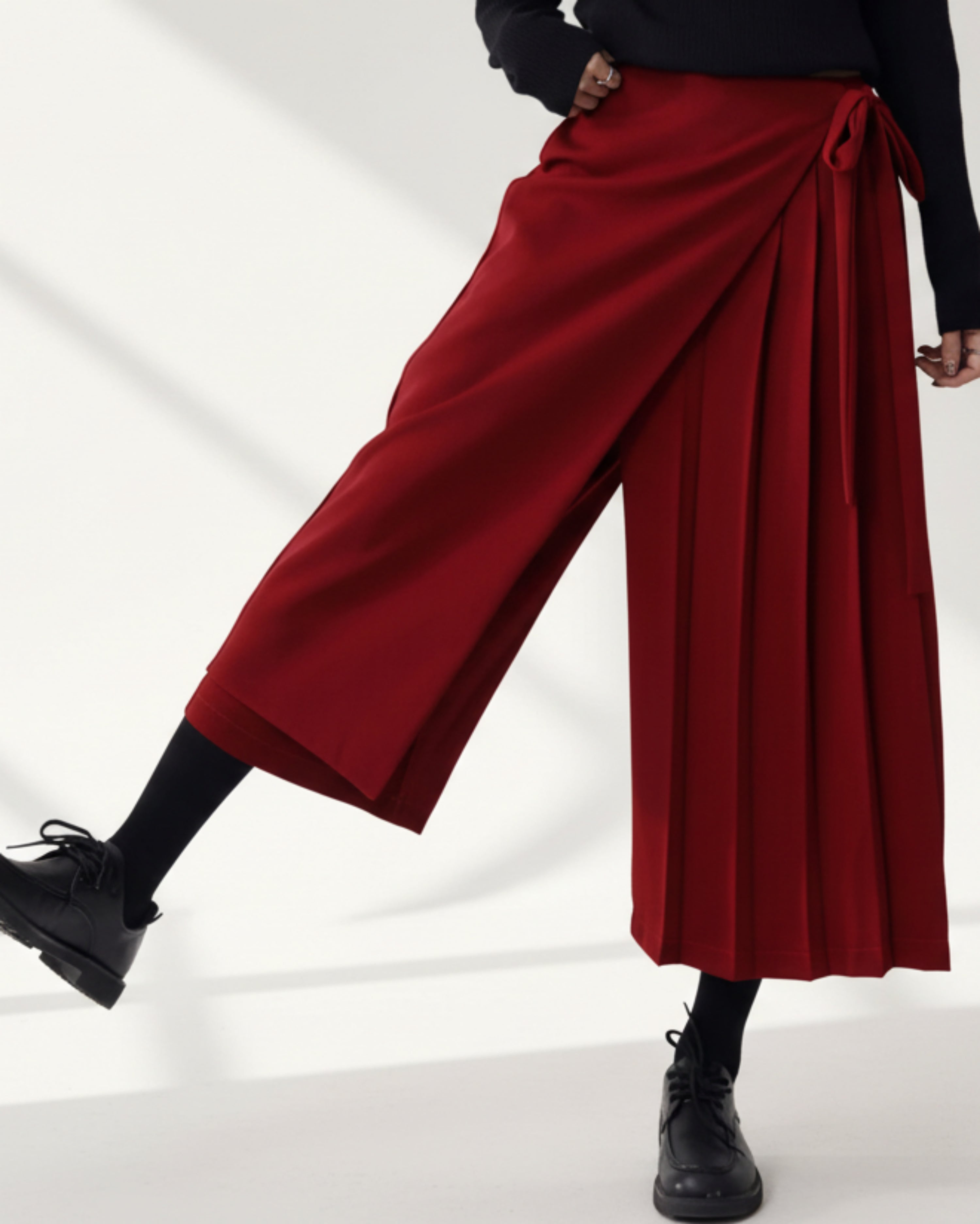 Luxury Japanese Hakama Pants Women High-Waist Wide-Leg Designer