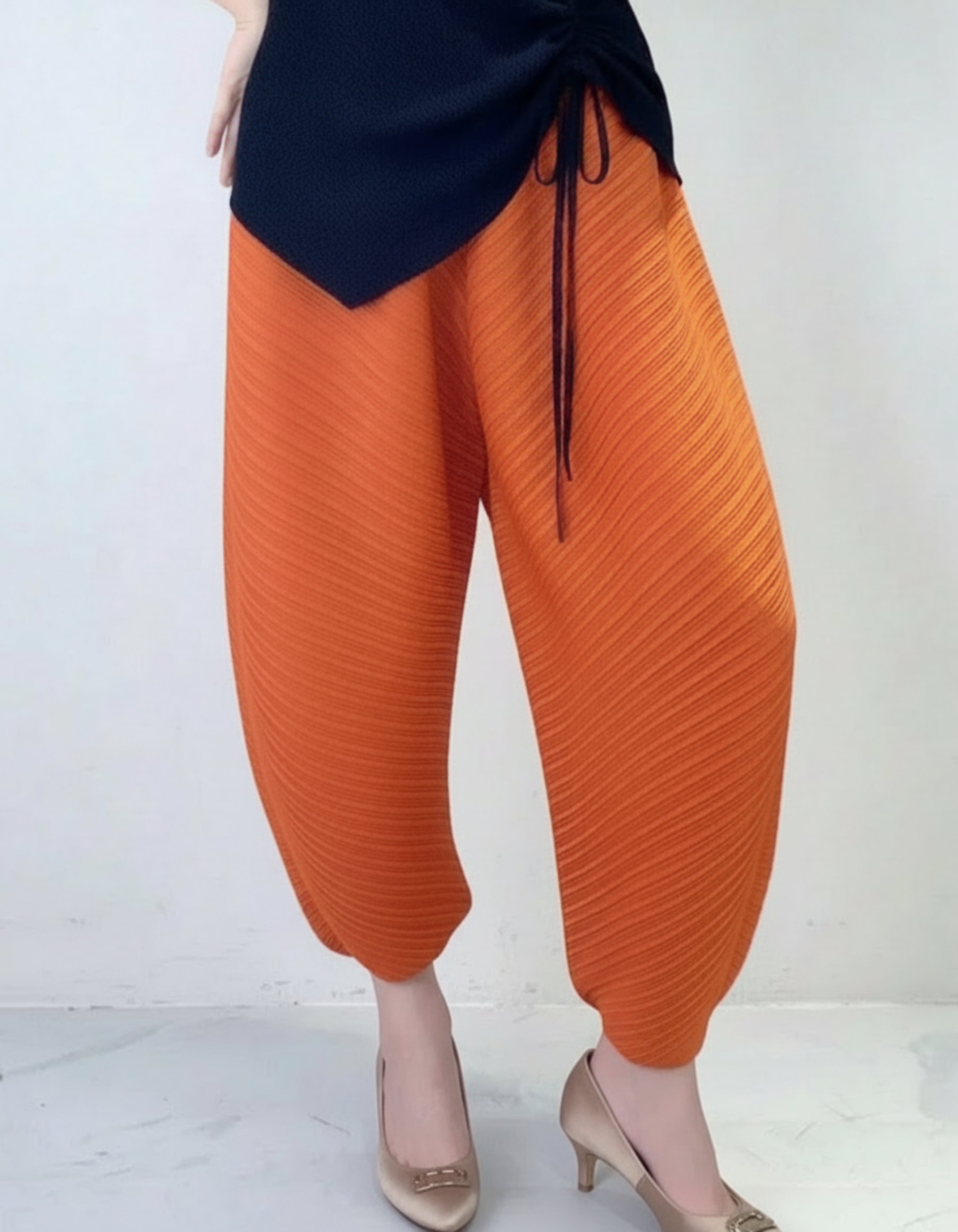 Luxury Japanese Micro-Pleated Plissé Harem Pants