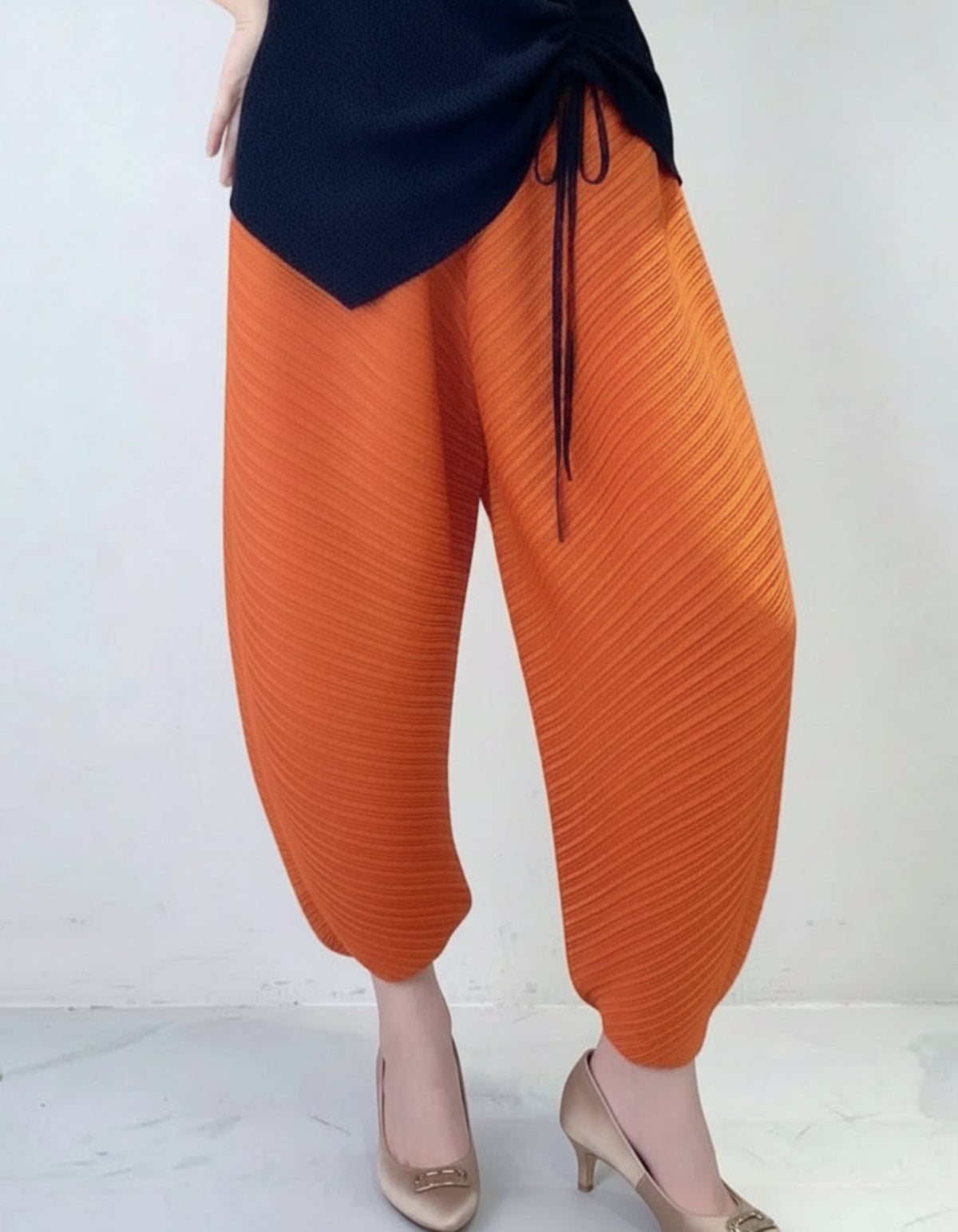 Luxury Japanese Micro-Pleated Plissé Harem Pants