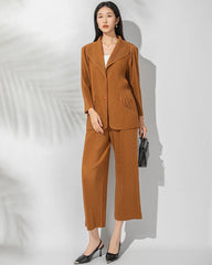 Luxury Japanese Plissé Two-Piece – Notched Blazer & Pleated Pants