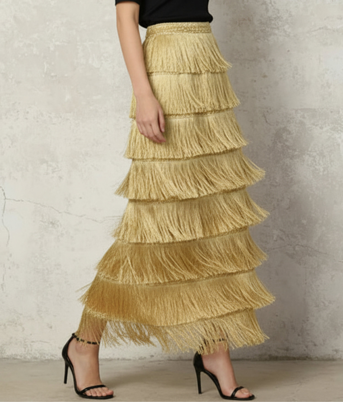 Luxury Long Fringe Maxi Skirt