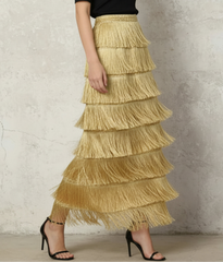 Luxury Long Fringe Maxi Skirt