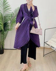 Luxury Longline Plisse Pleats Cardigan