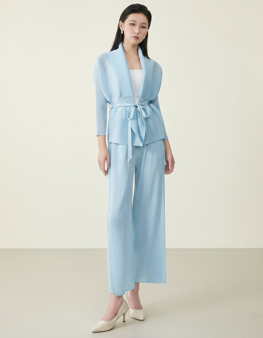 Luxury Micro-Pleat Two-Piece Set – Designer Evening & Resort Wear