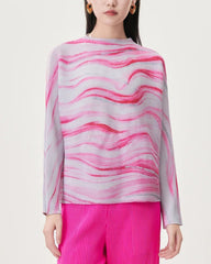 Luxury Micro-Pleated Knit Top – Flowing Long Sleeve Designer Style