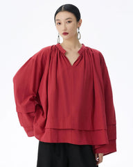 Luxury Oversized Bishop Sleeve Top – Elegant Draped Fit