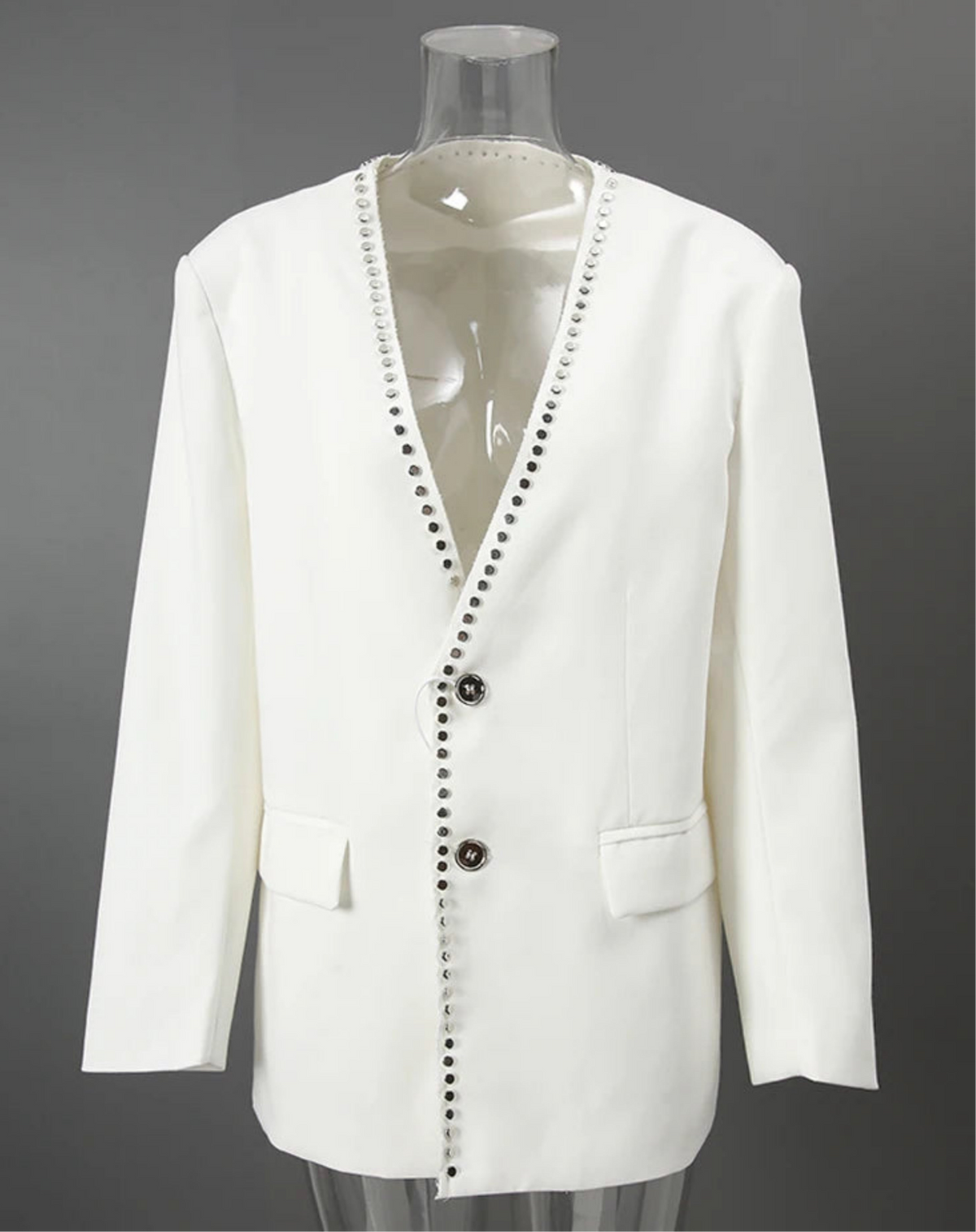 Luxury Oversized Distressed Studded Blazer