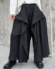 Pleated Asymmetric Palazzo Pants