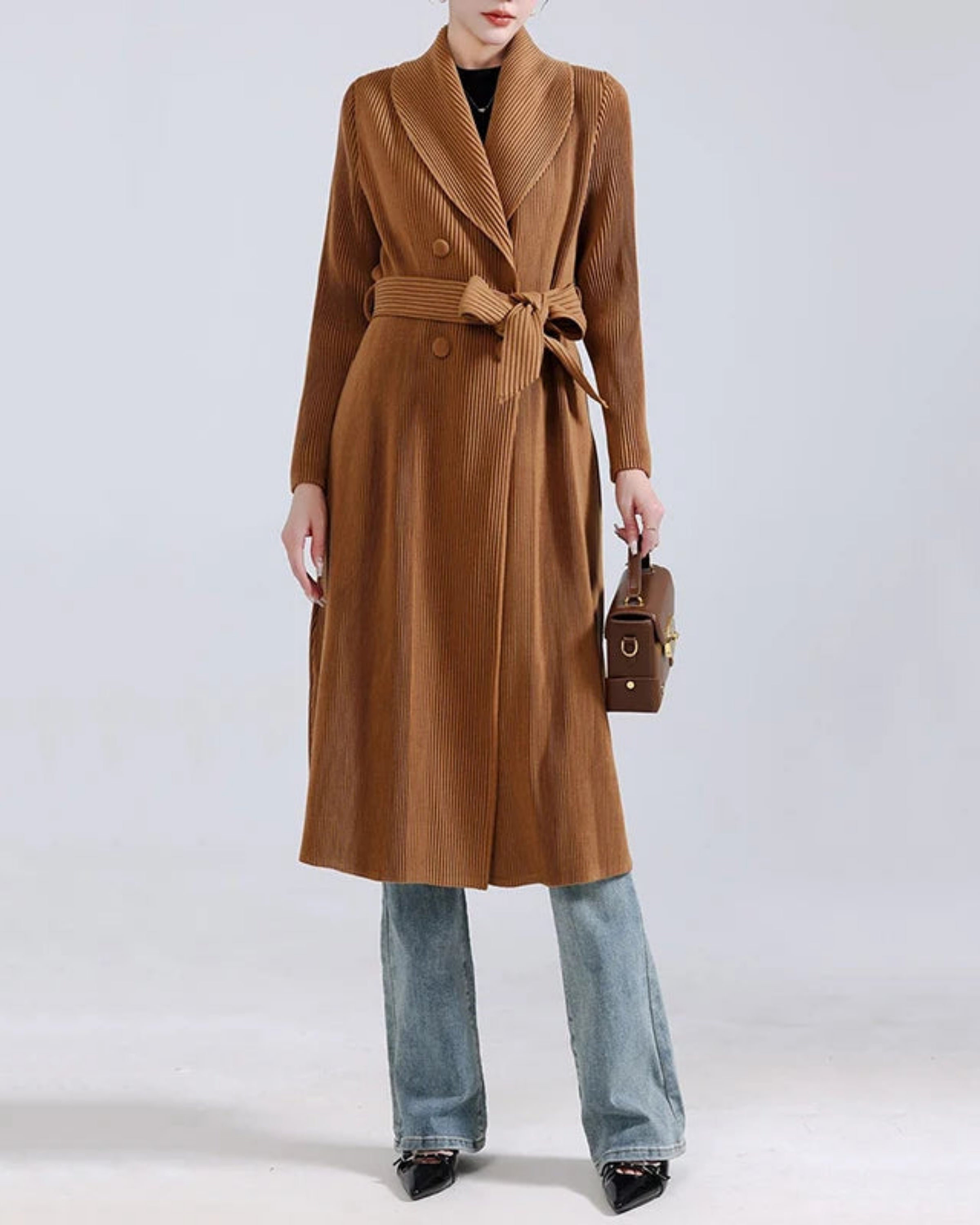 Luxury Pleated Plissé Trench Coat