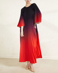 Luxury Plissé Pleated Pleats Midi Dress