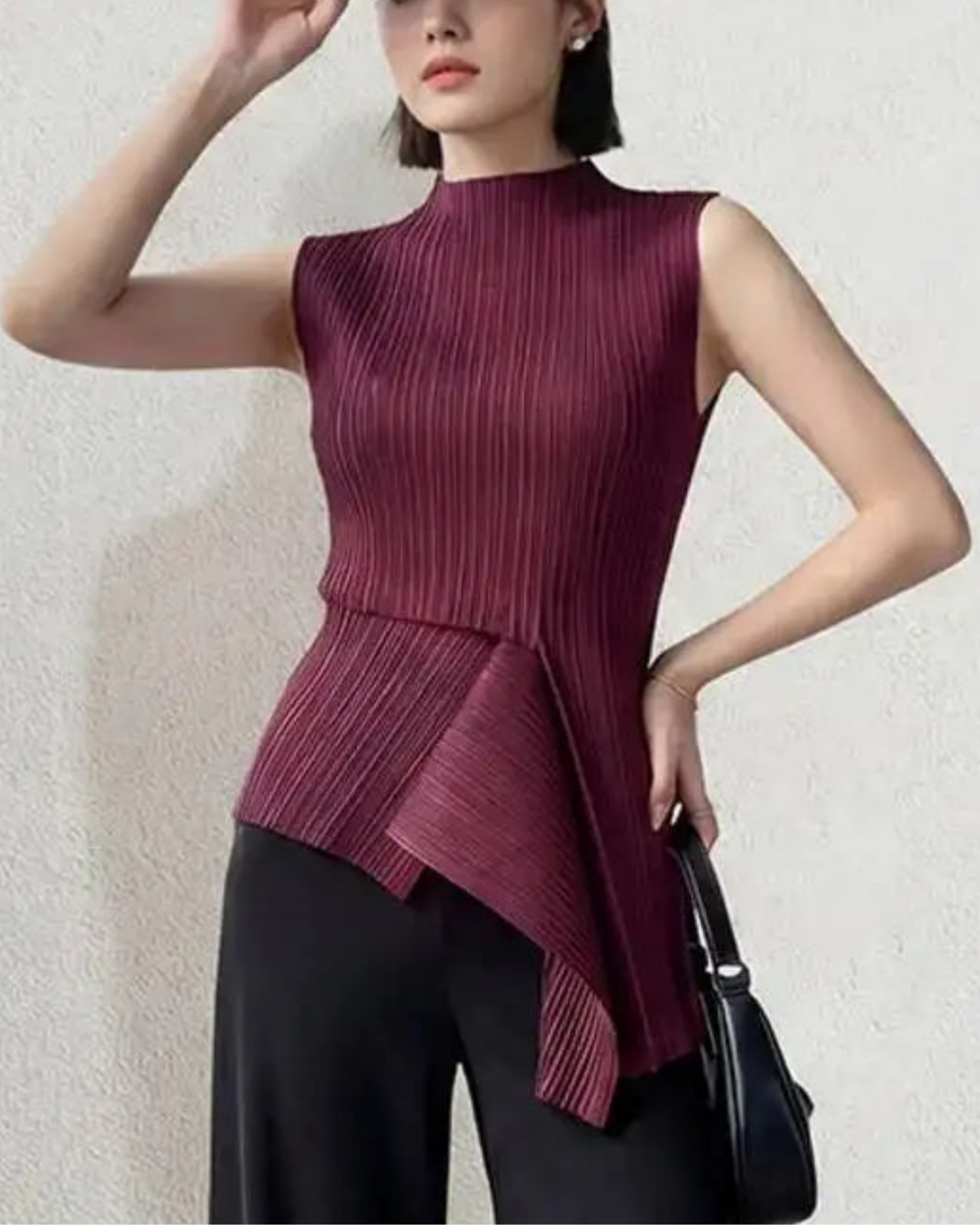 Luxury Plissé Sleeveless Top