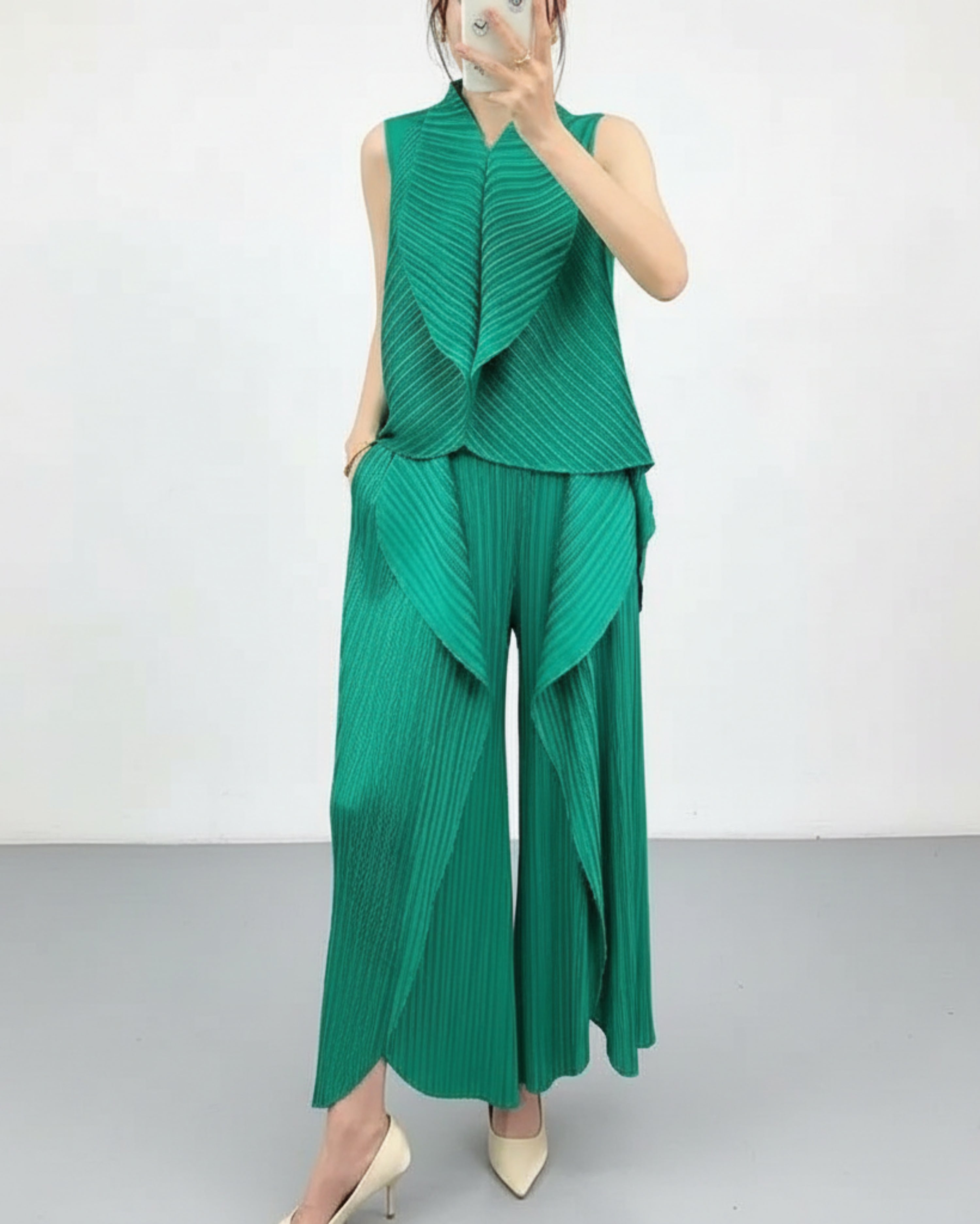 Luxury Plisse Pants Set