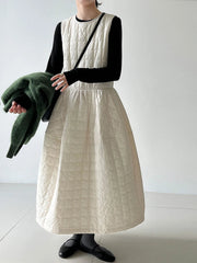 Luxury Quilted Sleeveless Midi Dress – Designer Layering Jumper for Fall & Winter