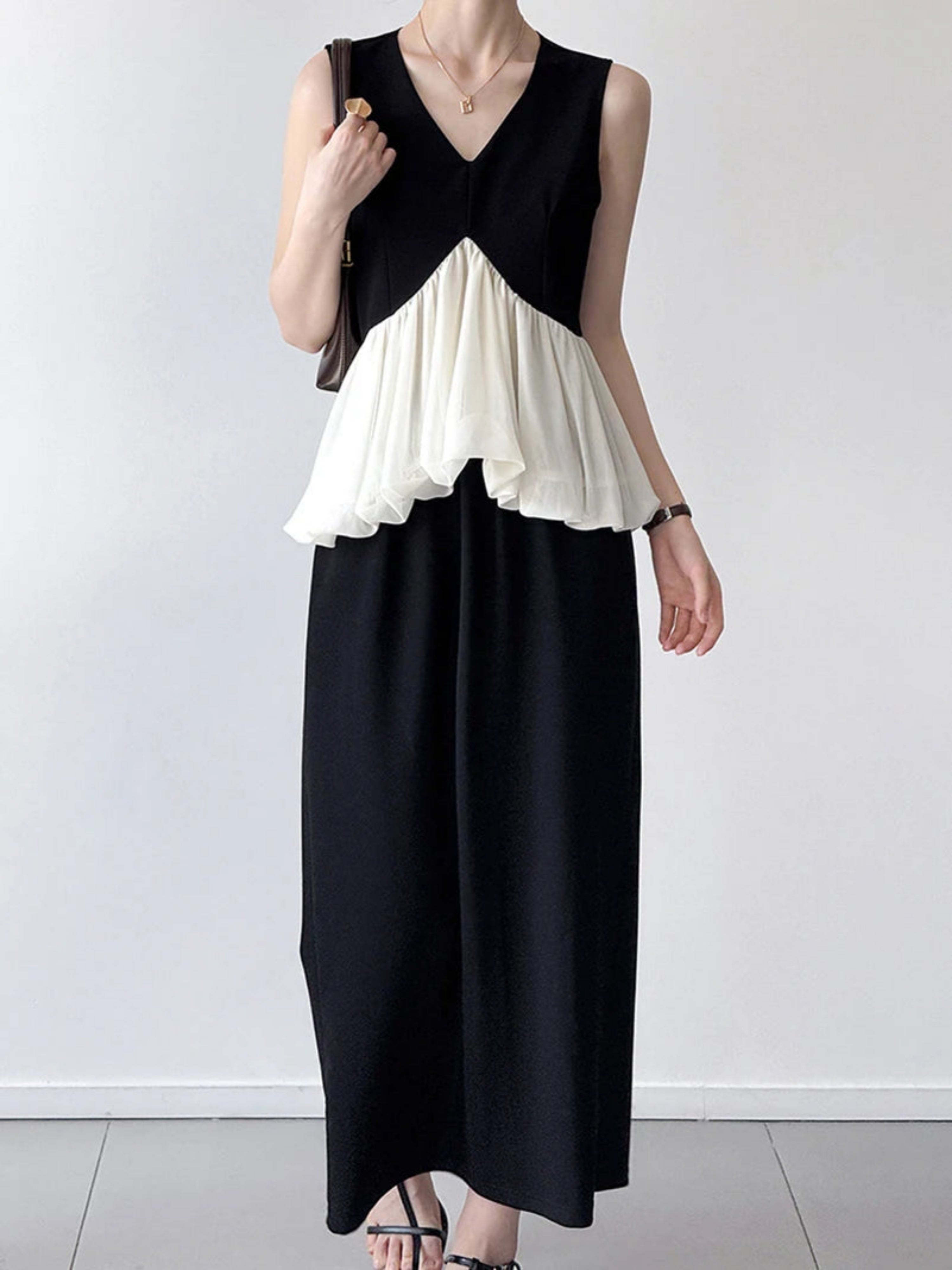 Luxury Sleeveless Peplum Top & Long Skirt Set | HEYFANCYSTYLE