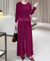 Luxury Stretchy Japanese Plissé Pant Suit Women's