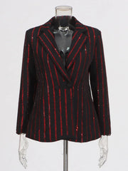 Luxury Bejeweled Striped Blazer