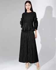 Luxury Travel Formal Pleats Plissé Pants And Top