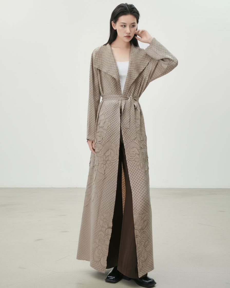 Luxury Travel Pleated Plissé Maxi Coat