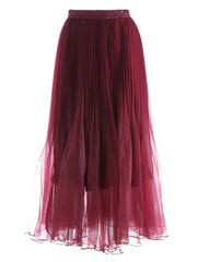 Luxury Tulle Maxi Pleated Skirt Elegant High-Waist Formal