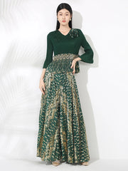 Women's Formal Pleated Wide Leg Pantsuits