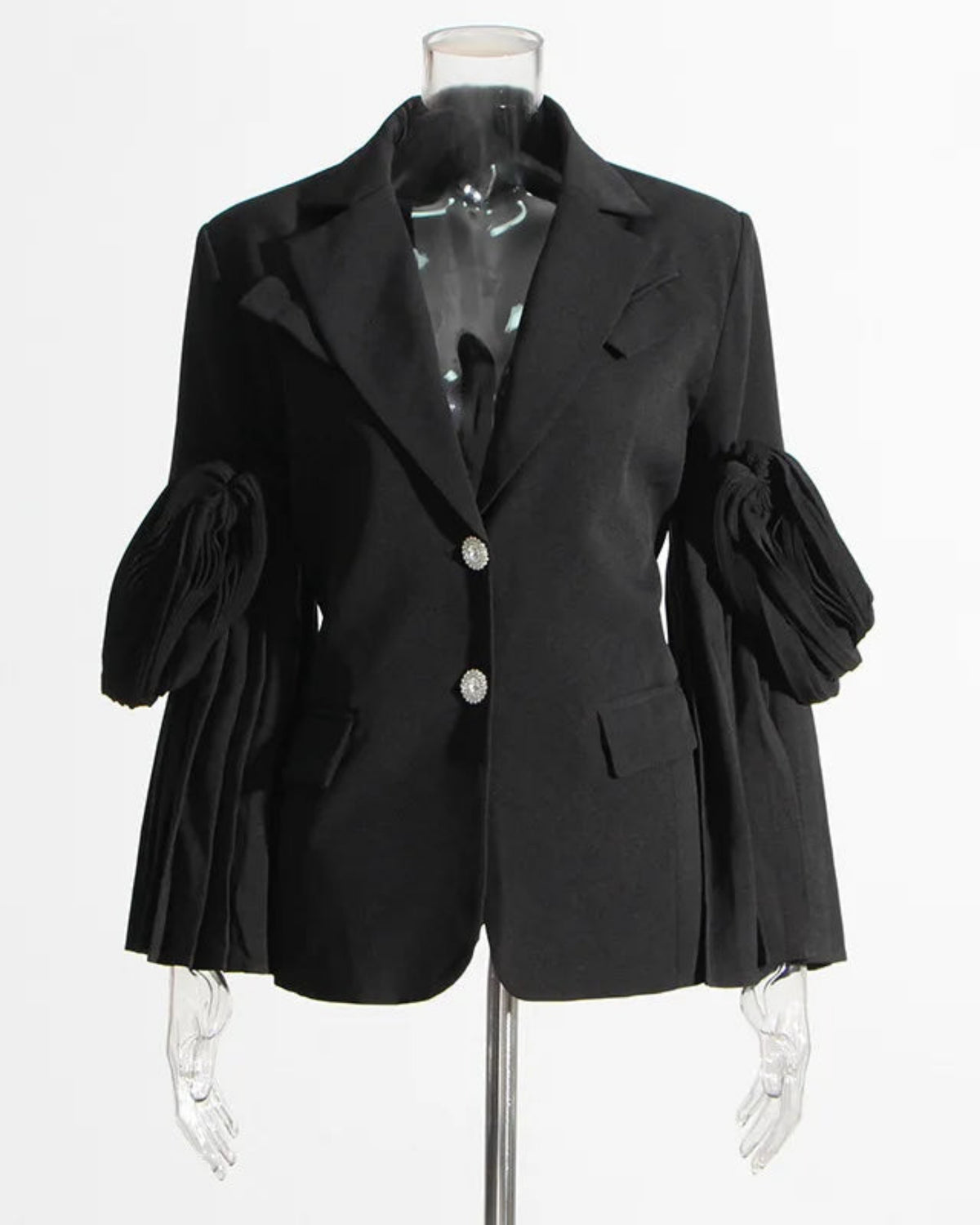Luxury Unique Puffed Sleeve Ruffled-Detail Blazer