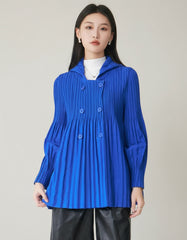 Luxury Women's Plissé Pleated Hooded Jacket