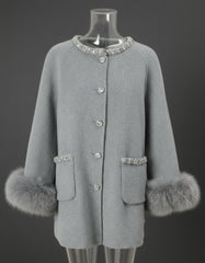 Luxury Wool-Blend Crystal Embellished Coat