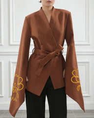 Luxury Wrap Blazer with Dramatic Sleeves