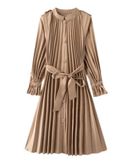 Luxury Wrinkle-Resistant Plissé Trench Coat – Designer Tie-Waist Duster for Work & Travel