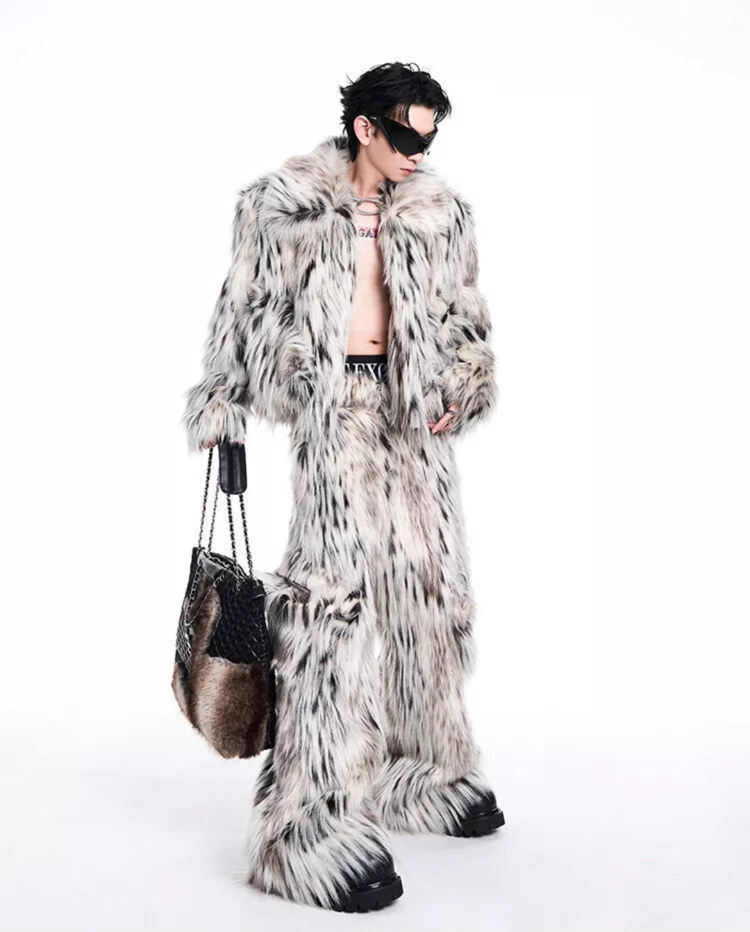 Men's Luxury Faux Fur Coat & Pants Set