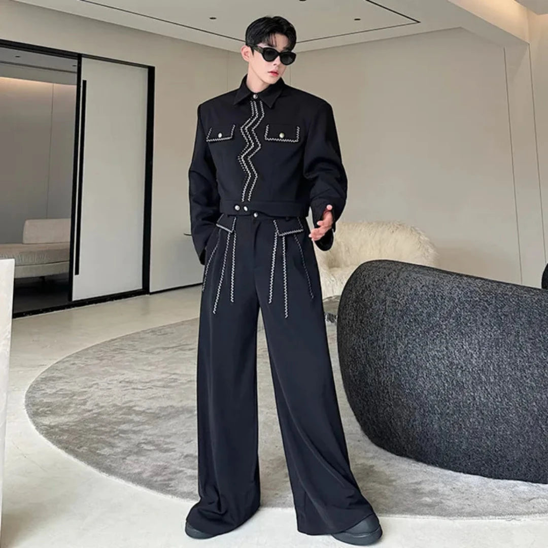 Men's 2 Piece Cropped Jacket + Pants Suit Set