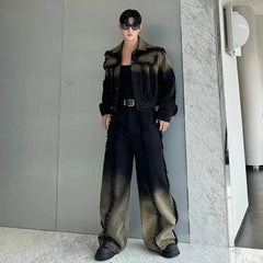 Men's 2 Piece Raw Denim Trucker Jacket & Jeans Set HEYFANCYSTYLE