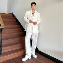 Men's Baggy Formal Suit Ensemble – Wide-Leg Pants and Blazer