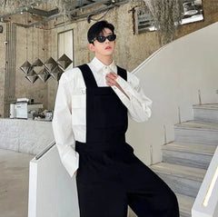 Men's Black Wool Blend Jumpsuit HEYFANCYSTYLE - Luxury Streetwear