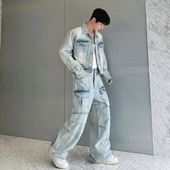 Men's Denim Jacket & Convertible Jeans/Shorts Set